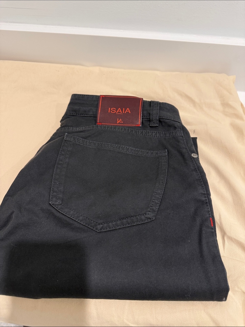 ISAIA Black Slim Men's Jeans with Red Logo Patch